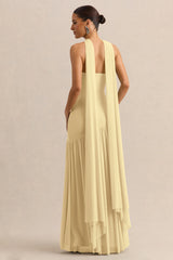Bambi | Lemon Bandeau-Neck Maxi Dress With Scarf-Detail
