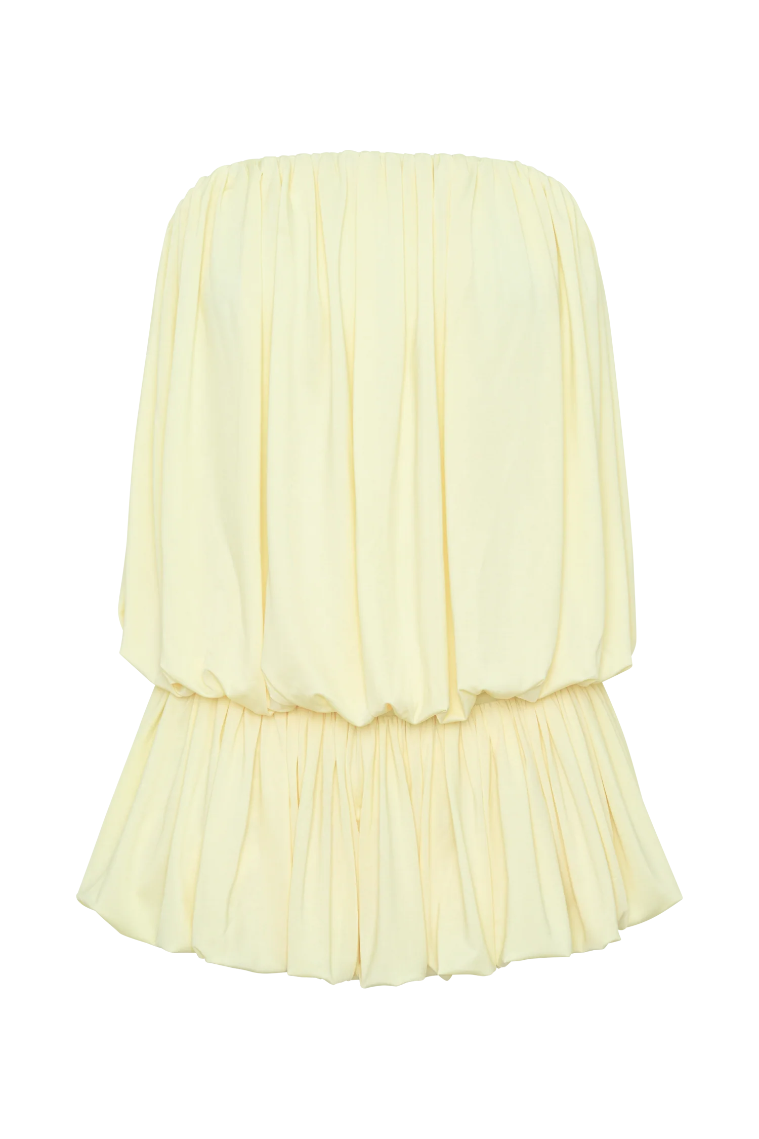 Safiya Strapless Gathered Bubble Mini Dress - Lemon