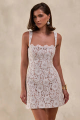 Orelisse | White Lace Square-Neck Mini Dress