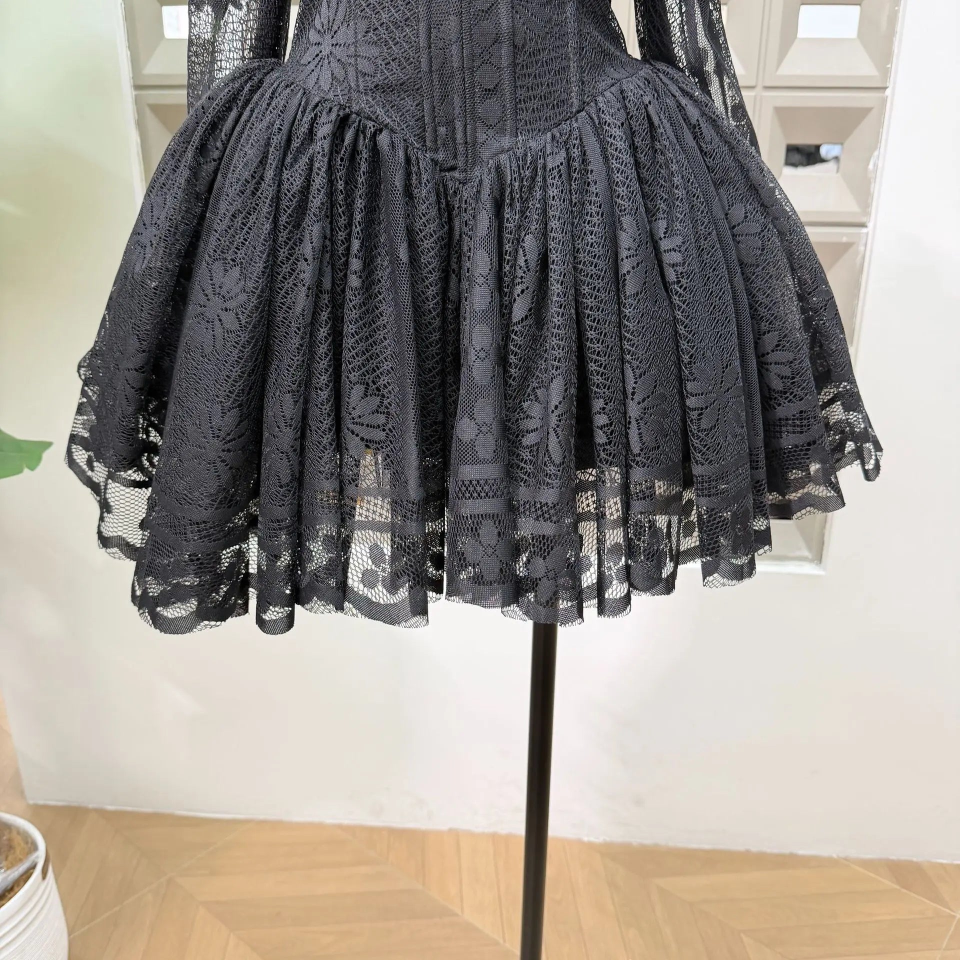 Off Shoulder Lace Corset Flared Mini Dress