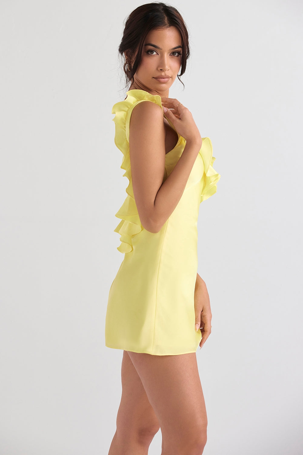 Tink-Buttercup Satin Ruffle Mini Dress