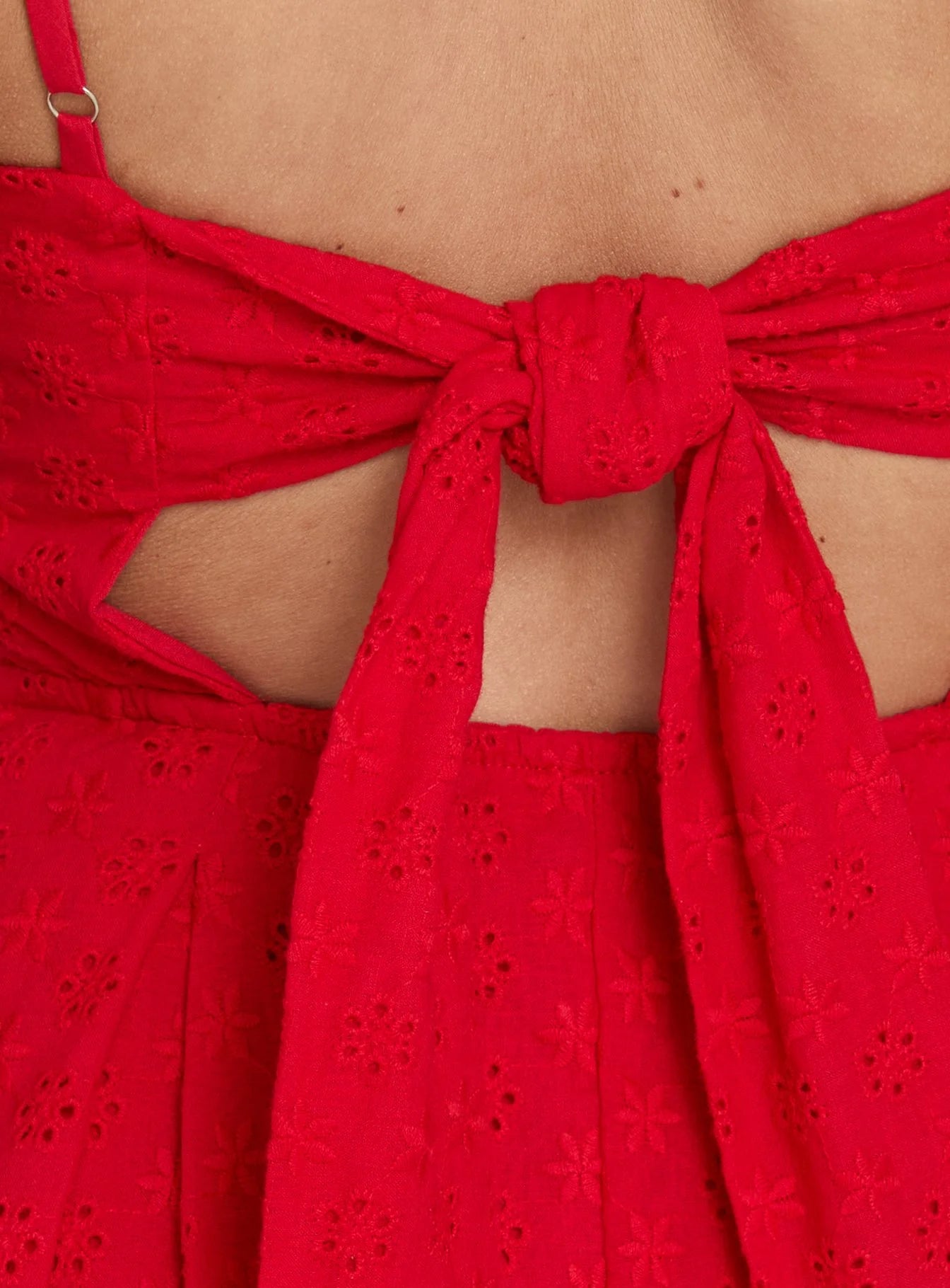 Xanthus Embroidered Mini Dress Red