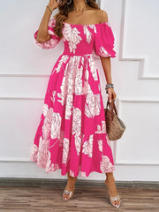 Robe à motifs floraux midi bohème