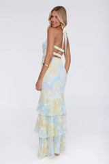 Sultry Bloom Halter Maxi Dress Yellow