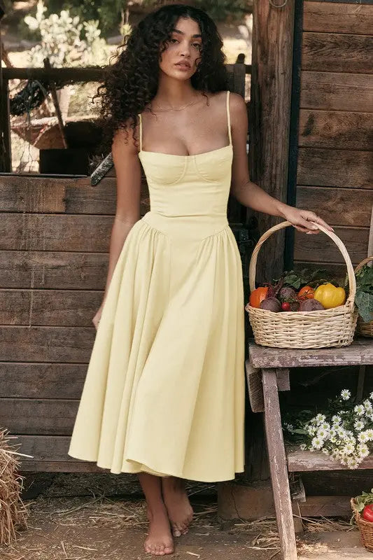 Bri Strapless Midi Corset Dress