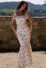 ivory vintage rose print cotton + lace maxi dress