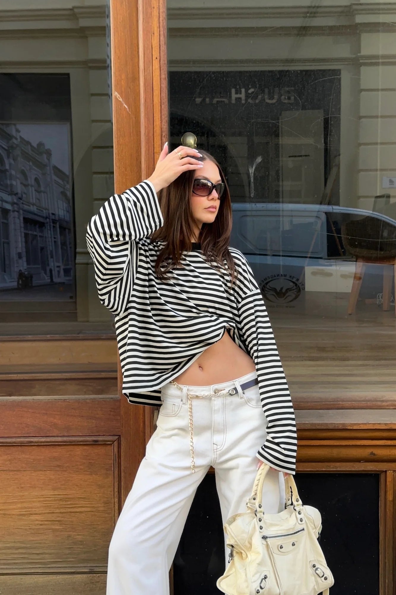 Bloom Long Sleeve Top Onyx Stripe