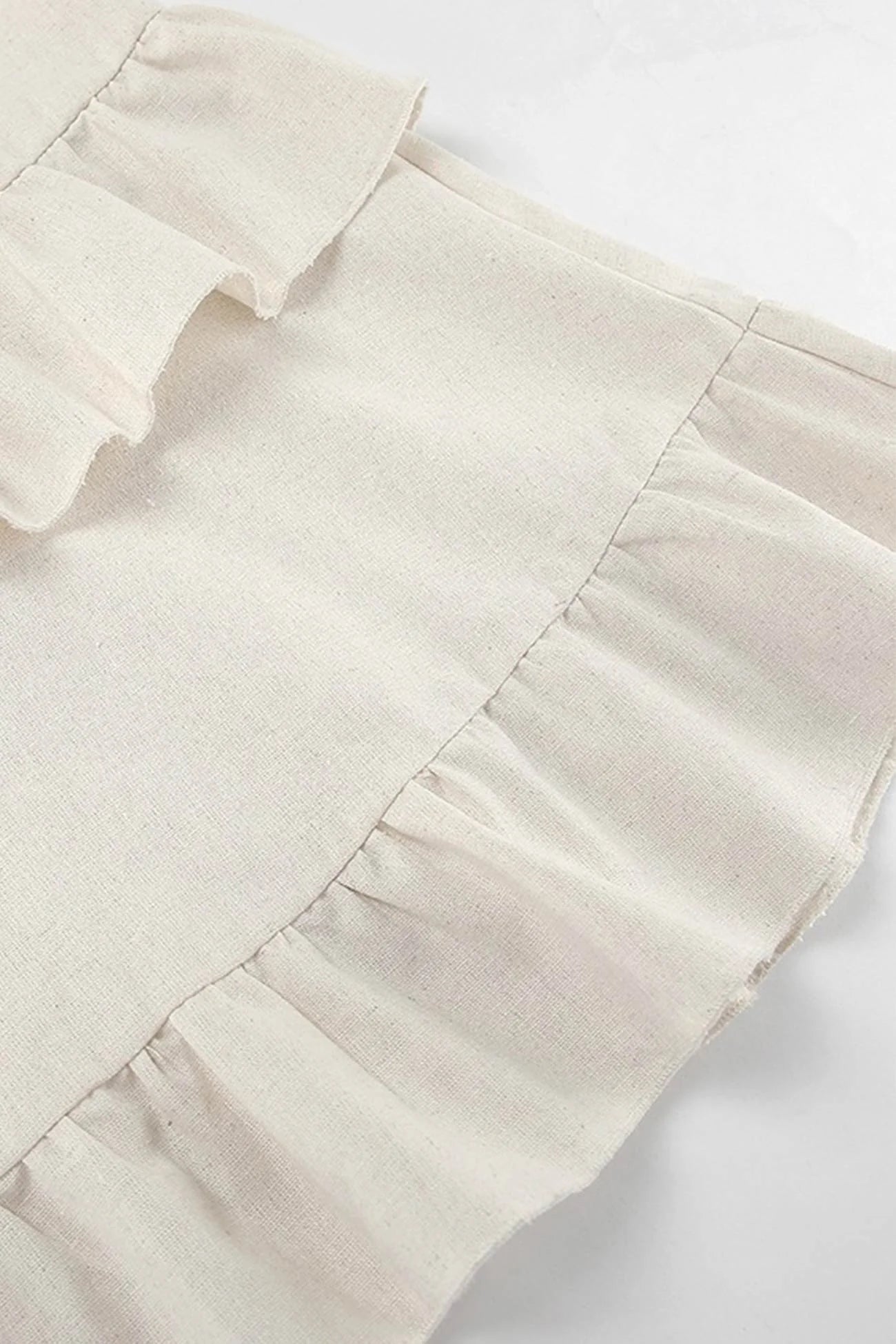 Halter Neck Tiered Cotton Linen Mini Dress
