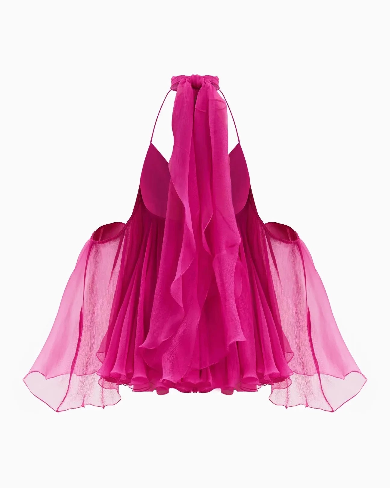 Bell Sleeve Off-Shoulder Chocker A-line Frill Mini Dress