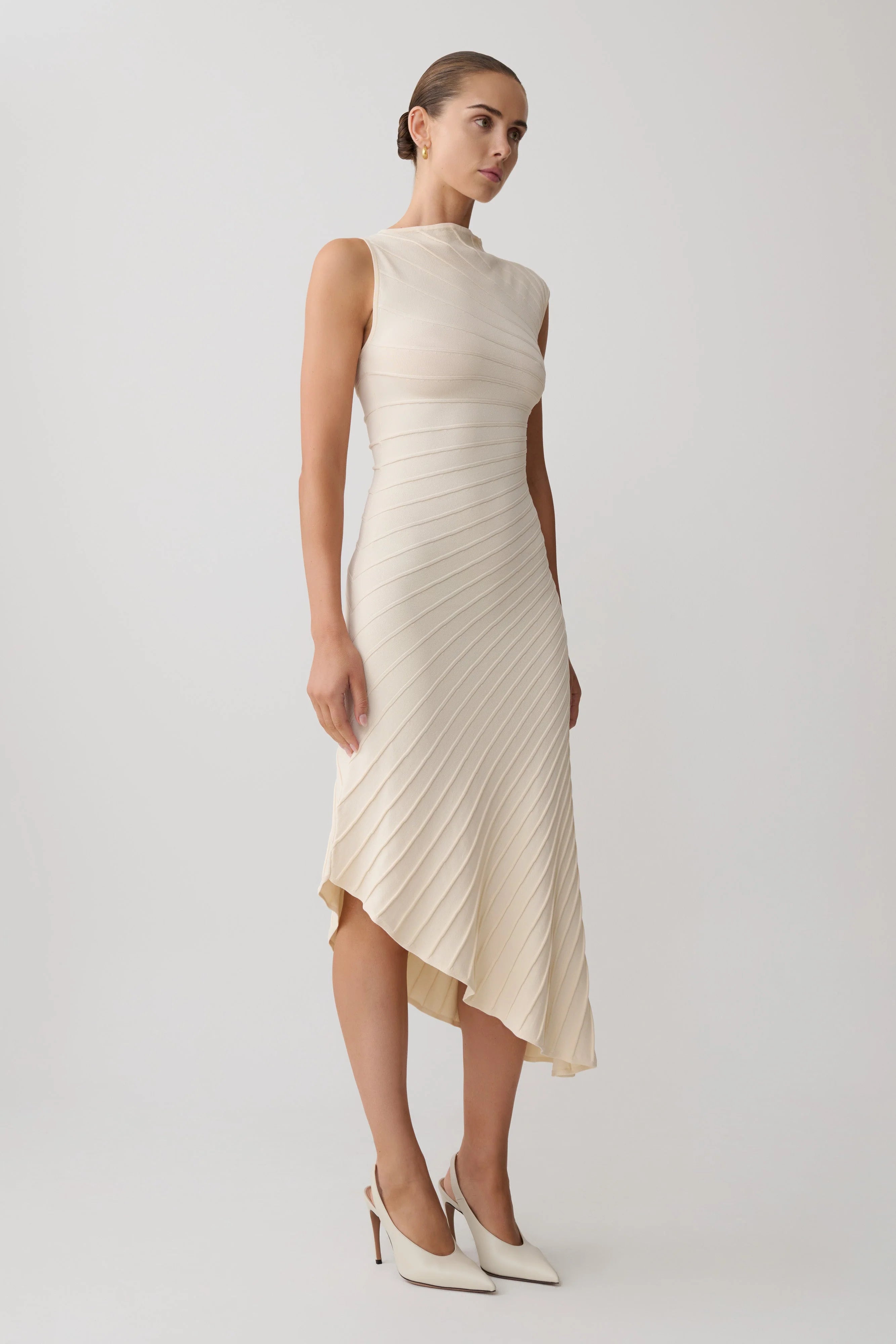 Milasandra Pleated Knit Dress - Ivory