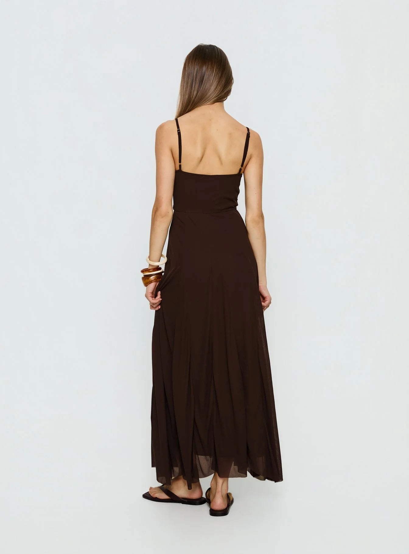 Janeira Pleat Maxi Dress Chocolate