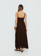 Janeira Pleat Maxi Dress Chocolate