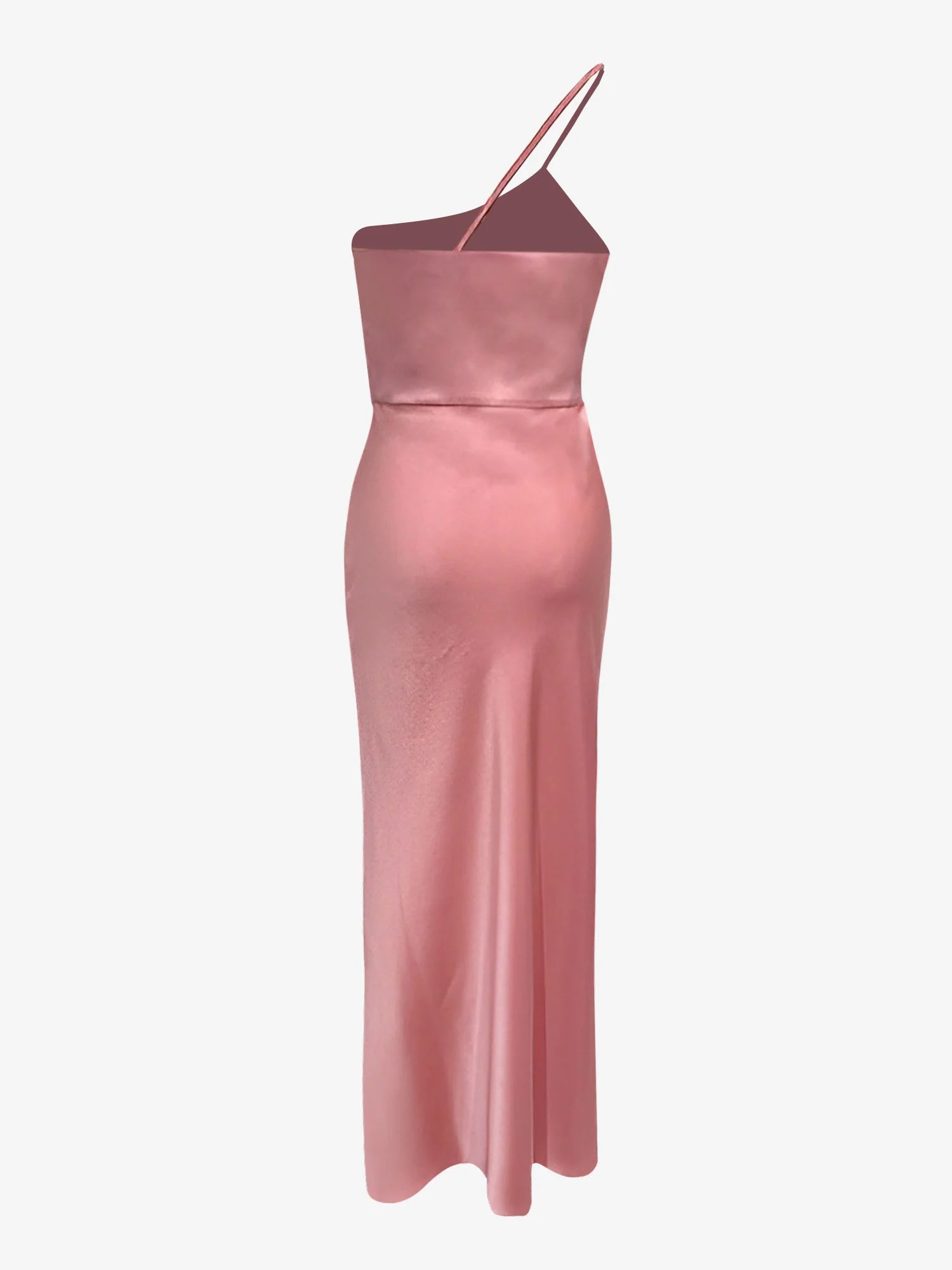 One Shoulder Spaghetti Strap Backless Satin Dress
