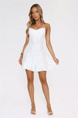 Stay Shining Halter Mini Dress White