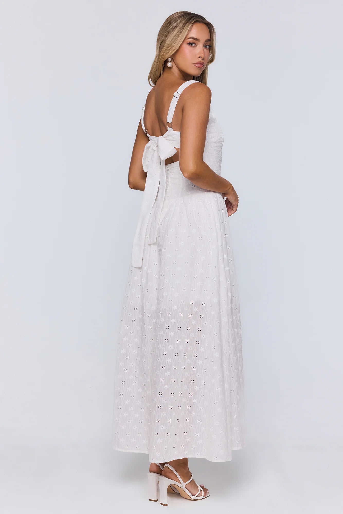 Whispered Style Embroidered Maxi Dress White