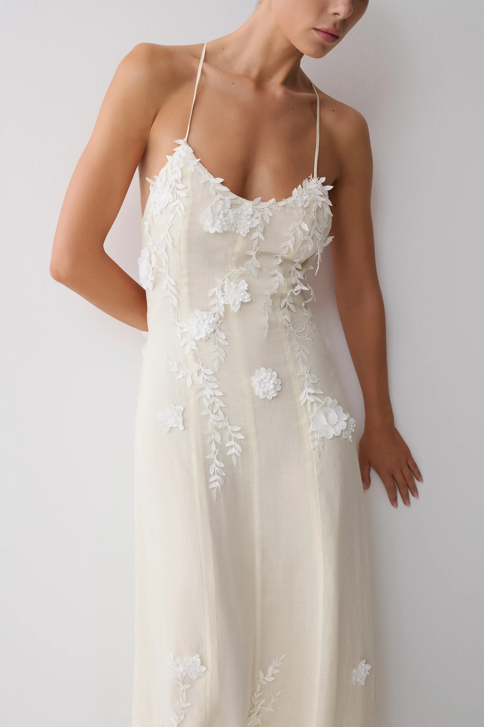 Floral Lace Midi Dress - Buttermilk