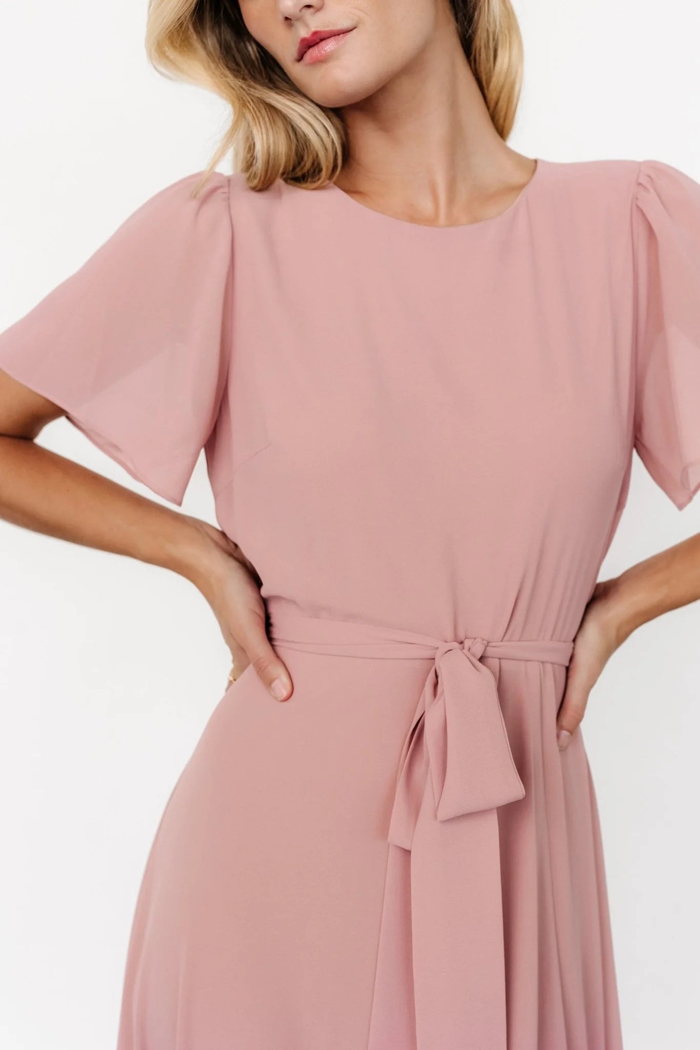 Naomi Short Sleeve Maxi Dress | Blush Pink