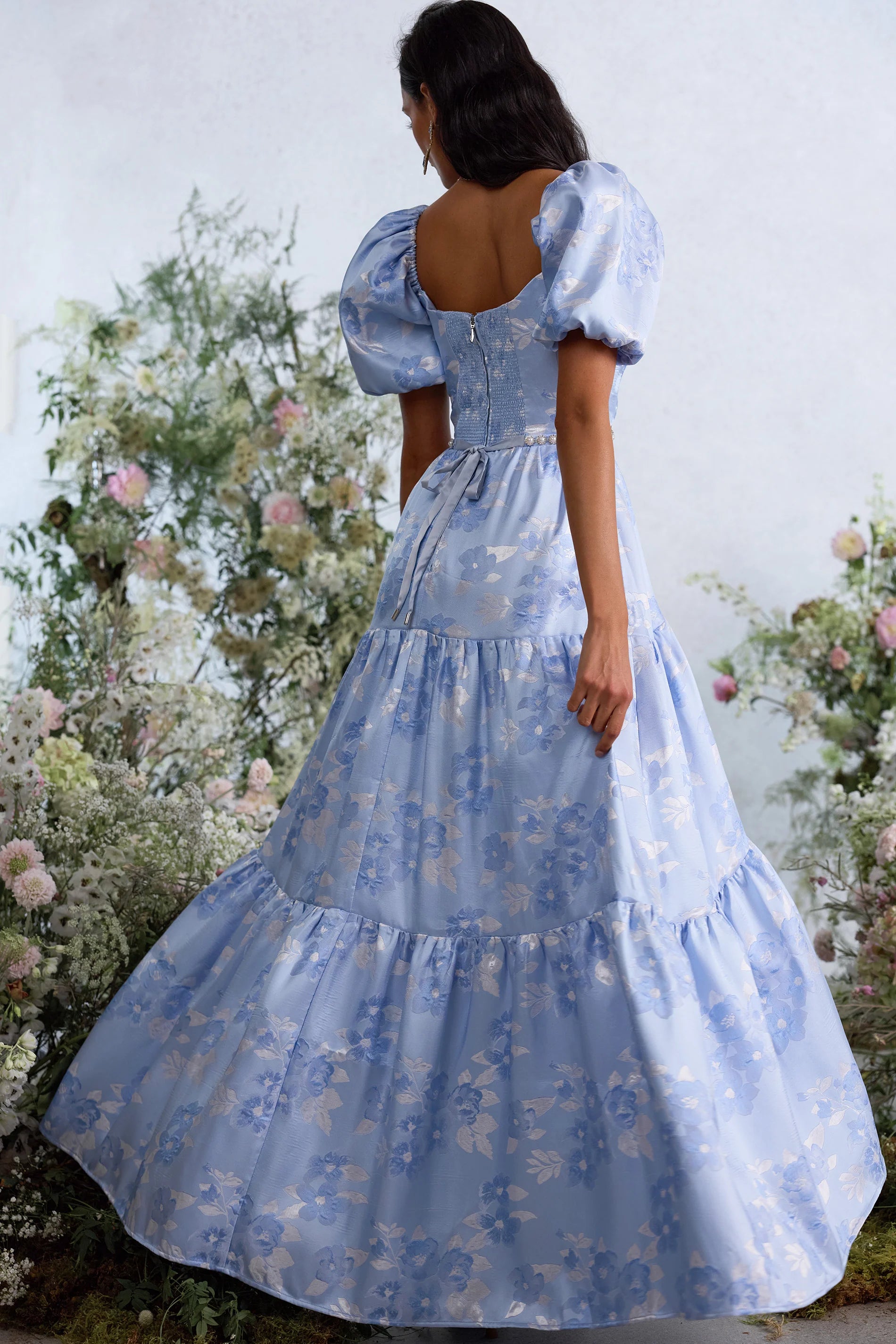 The Emma Dress in Chambray Blue Baroque