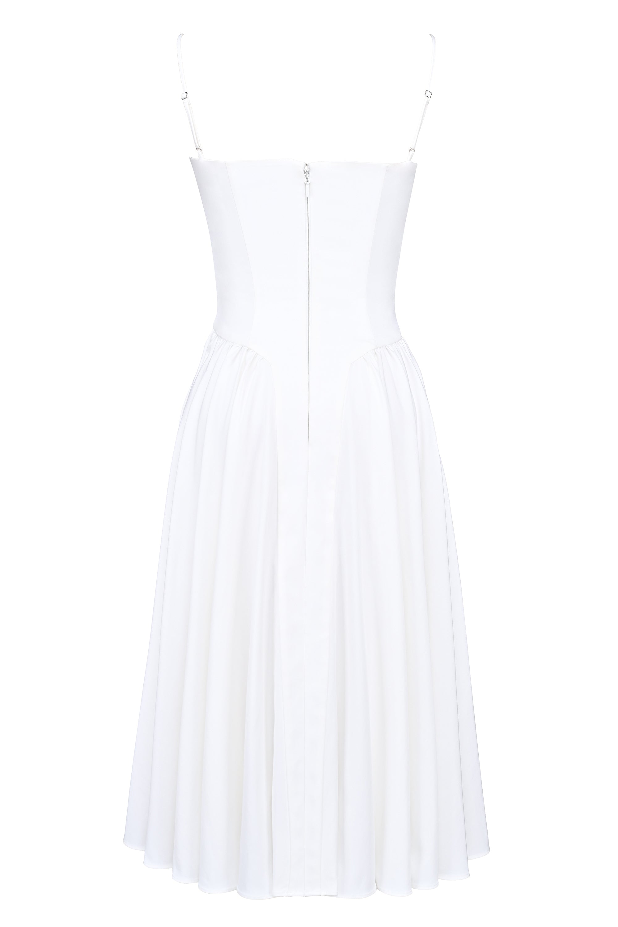 Samaria-White Corset Midi Dress