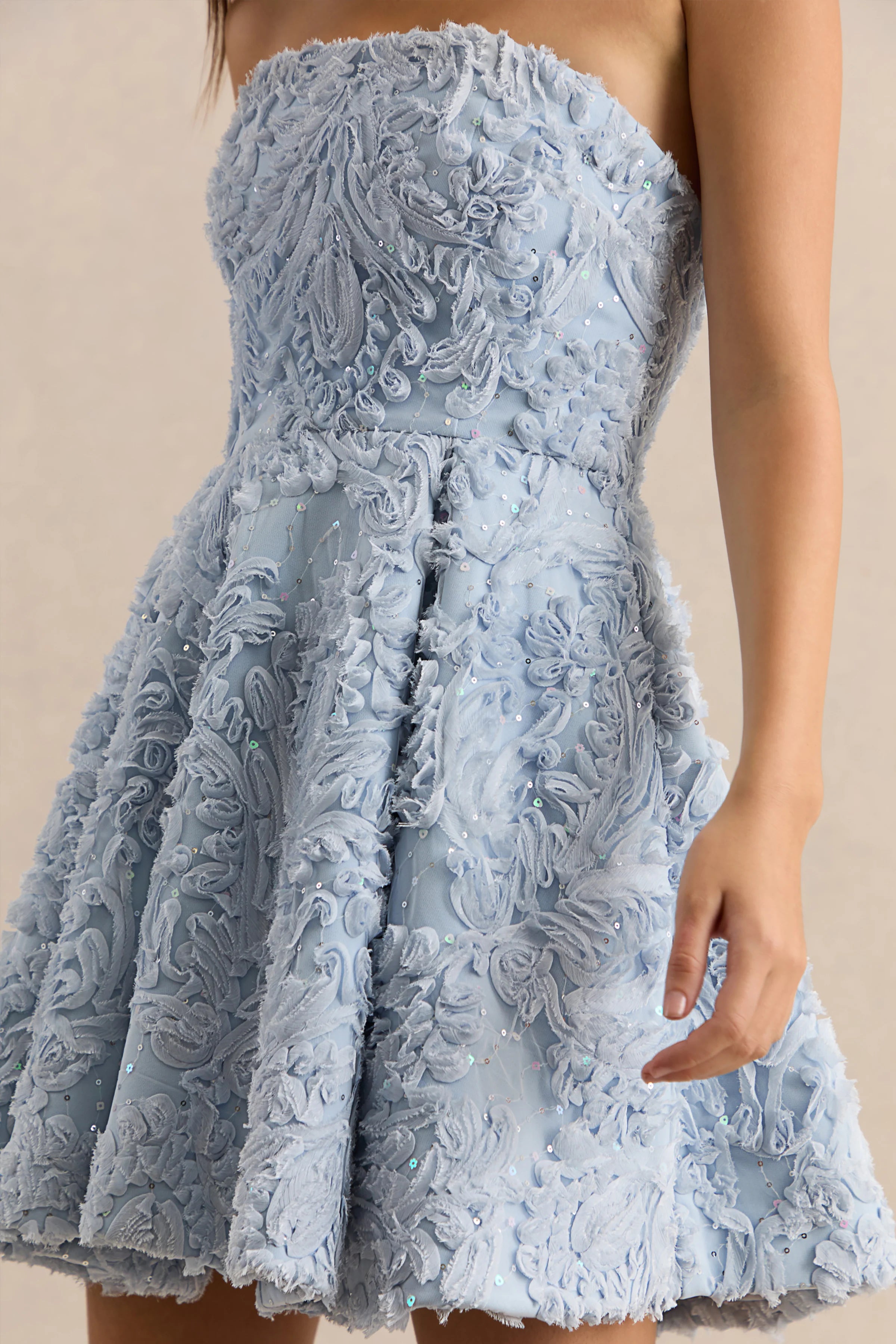 Zosia | Blue Mesh Bandeau Mini Dress