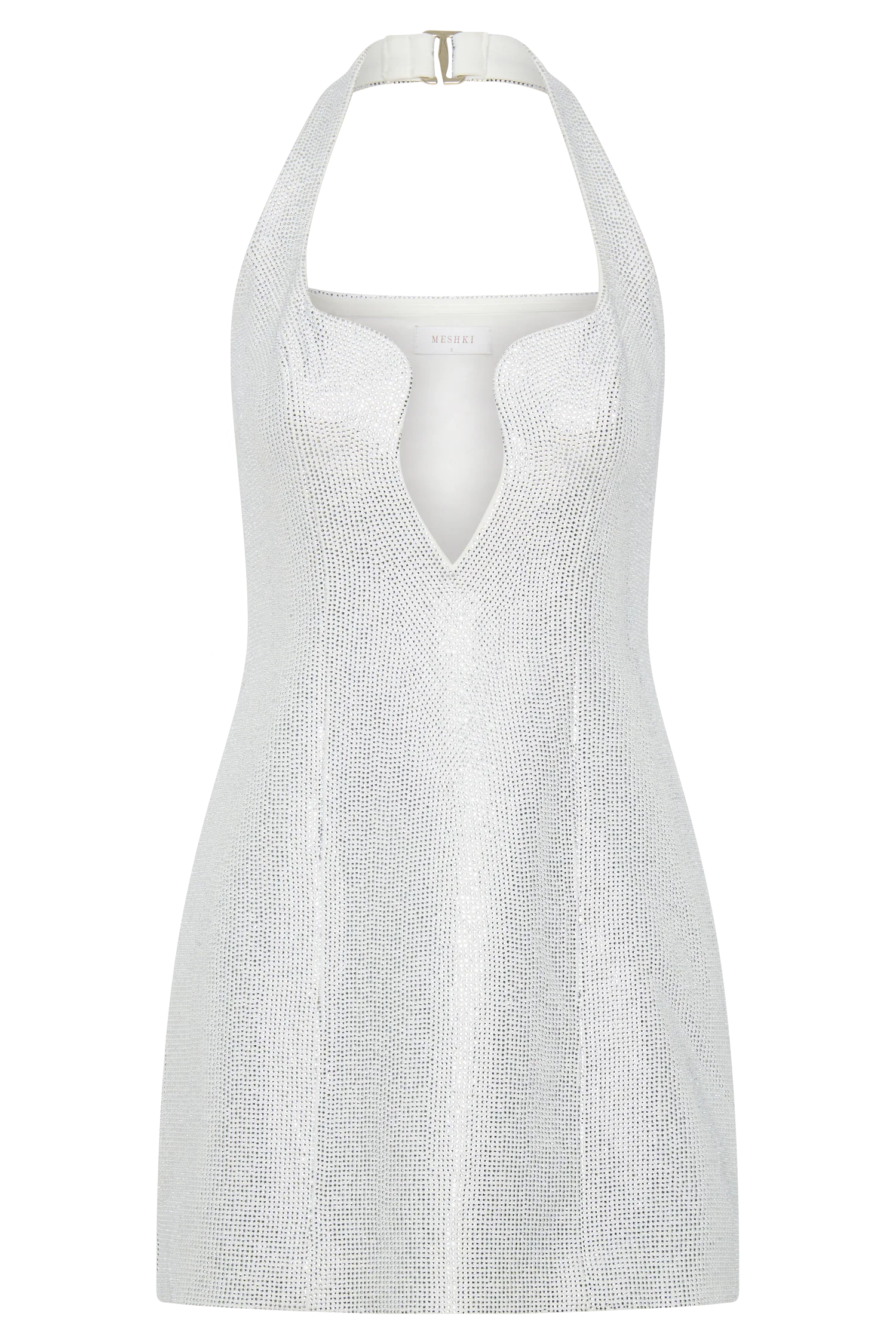 Raina Diamante Halter Mini Dress - White