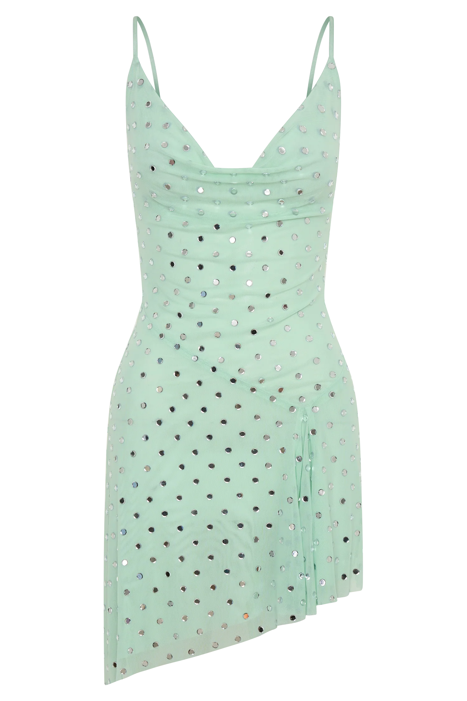 Zahra Diamante Cowl Mini Dress - Mint