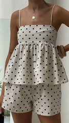 Fiana Top - Beige/Black Polka Dot