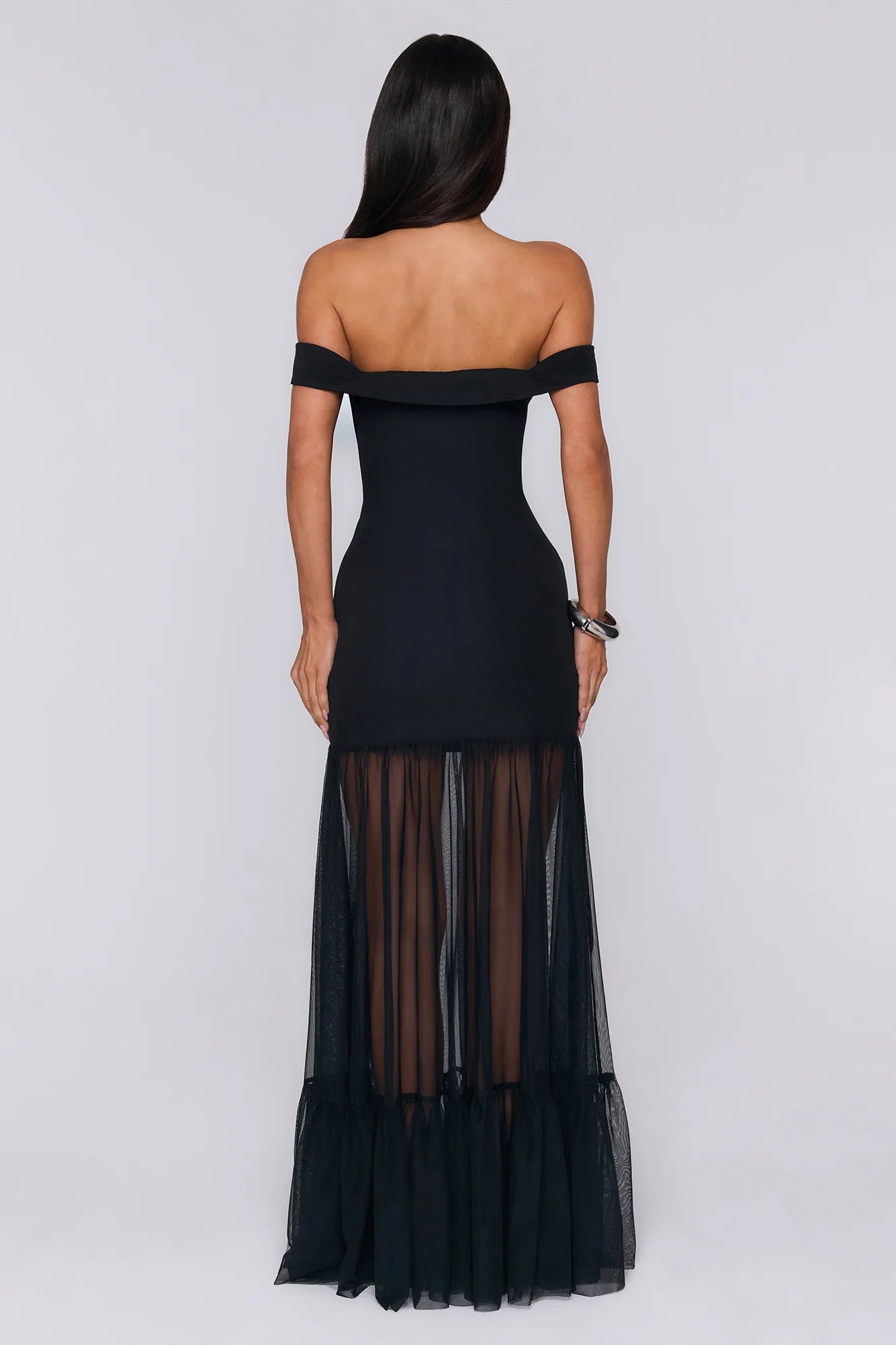 Pretty Lullaby Off Shoulder Maxi Dress Black