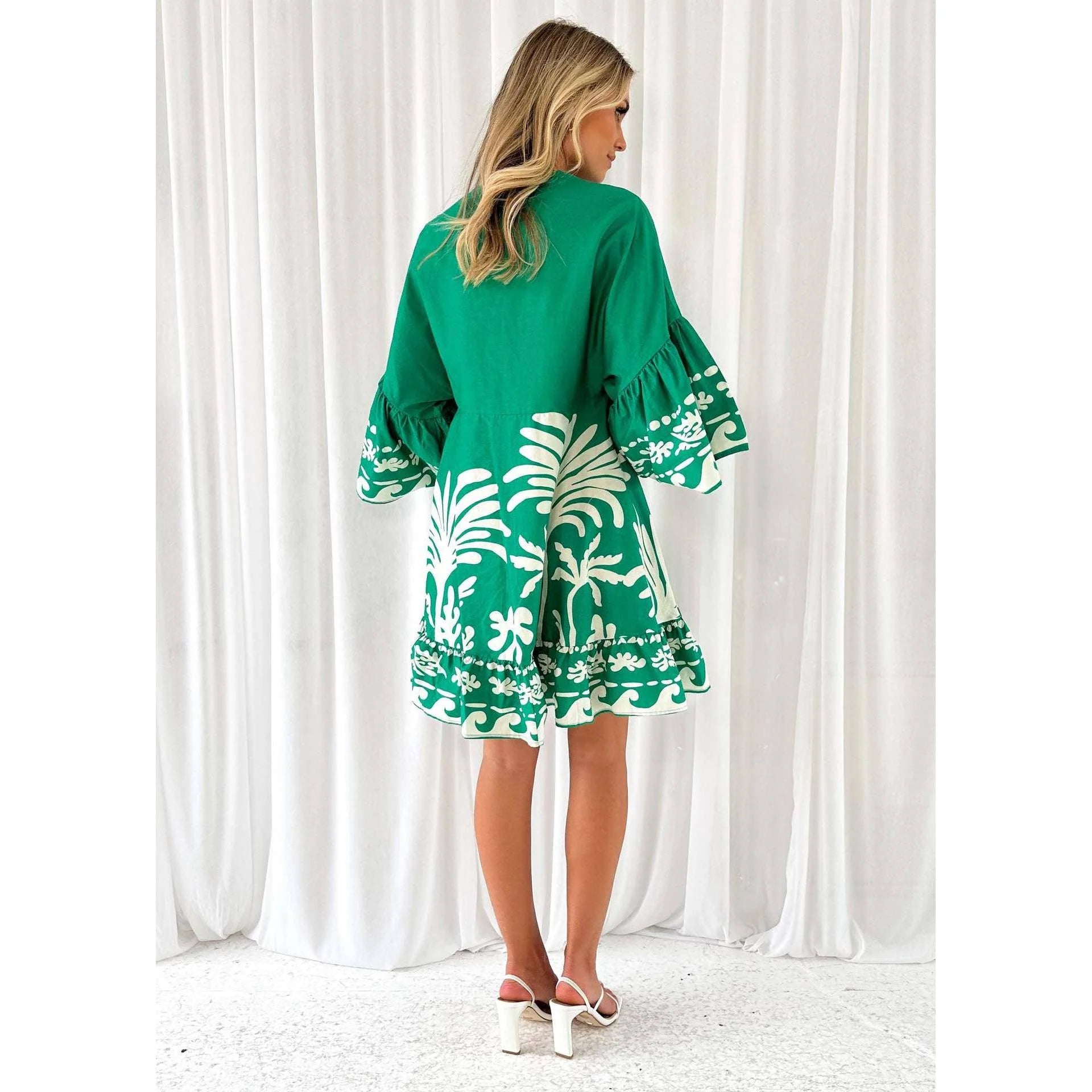Tropical V-neck dress
