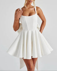 Party Dresses Cocktail Short/Mini Spaghetti Straps Sleeveless With Detachable Bow Homecoming