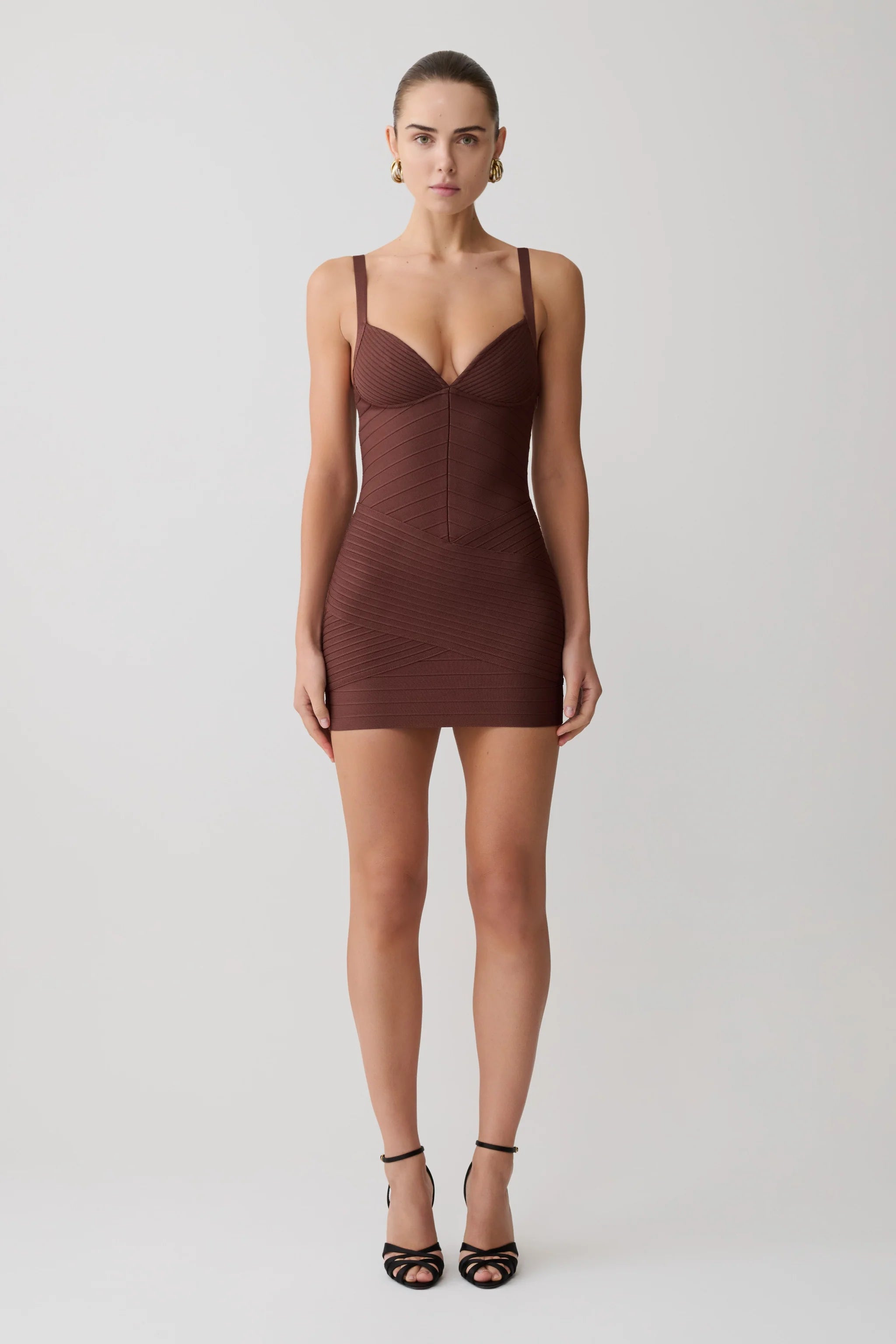 Bandage Knit Mini Dress - Chocolate