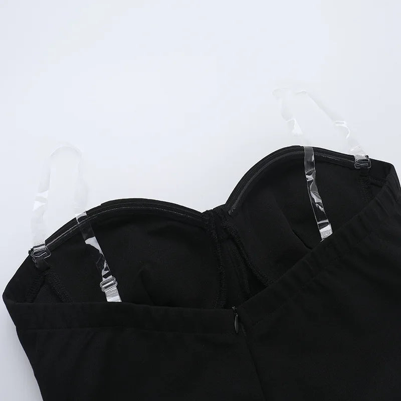 Black Flare Structured Tube Mini Dress