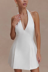 Nelly Halter Neck Cotton Mini Dress - White