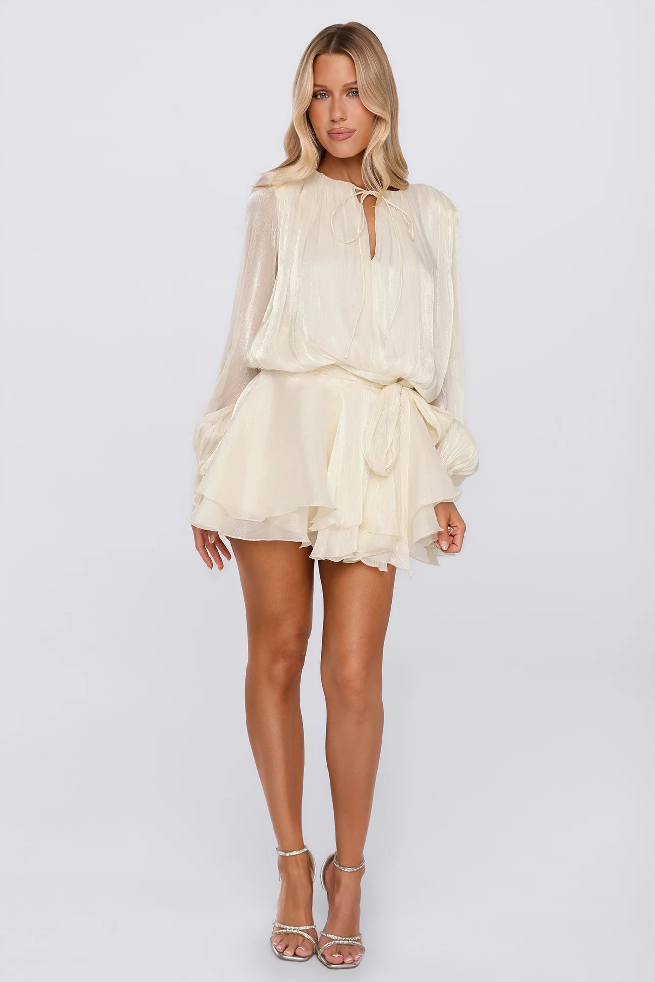 Styled Selections Long Sleeve Mini Dress Cream