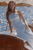 blue satin halter neck godet maxi dress