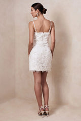 Paulina | White Embellished Bandeau Mini Dress