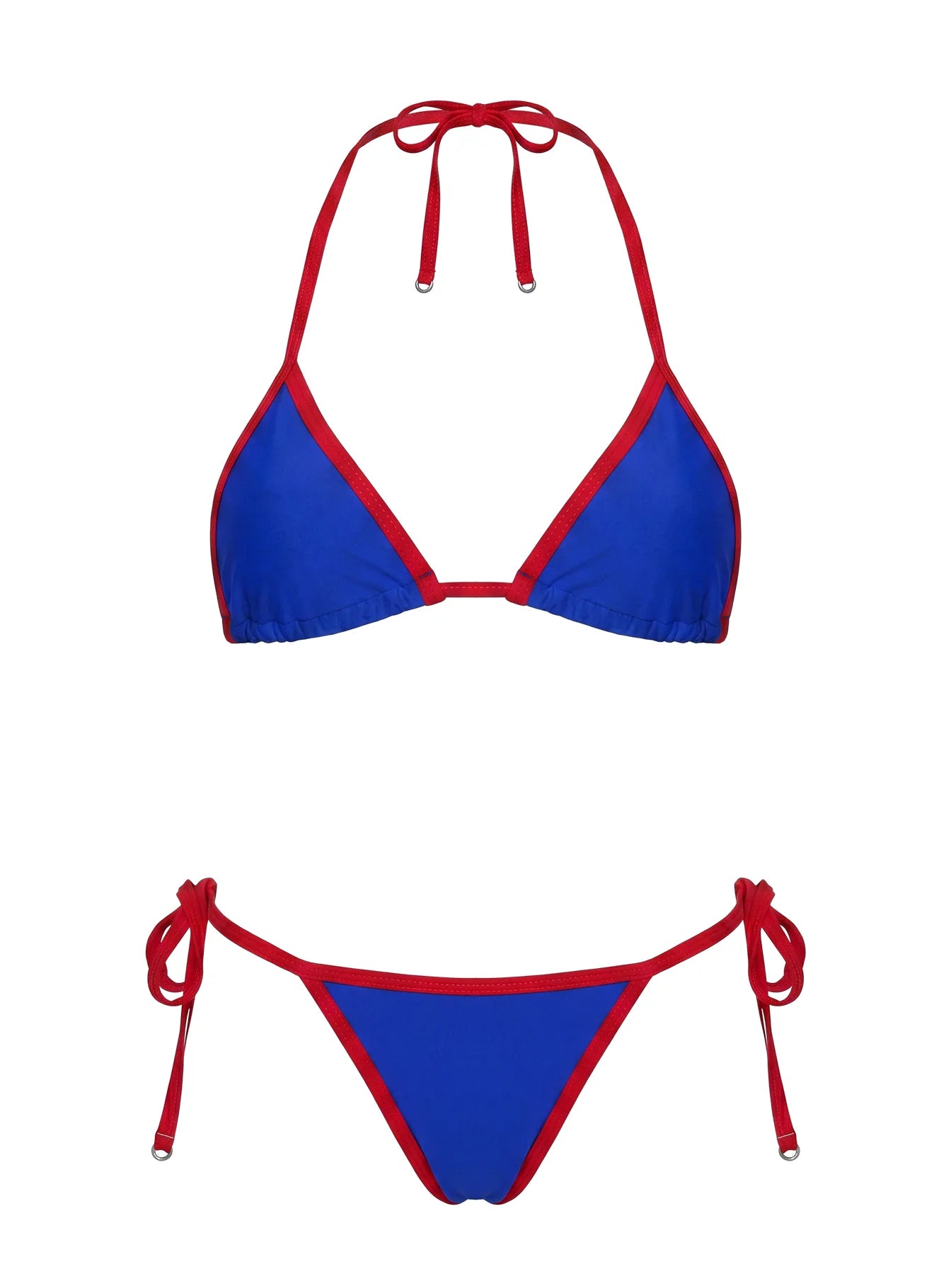 Mikaya Beaded Tie Side Bikini Bottoms Blue / Red