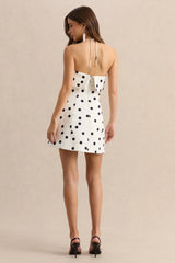 Nelly | White & Black Polka Dot Square-Neck Mini Dress