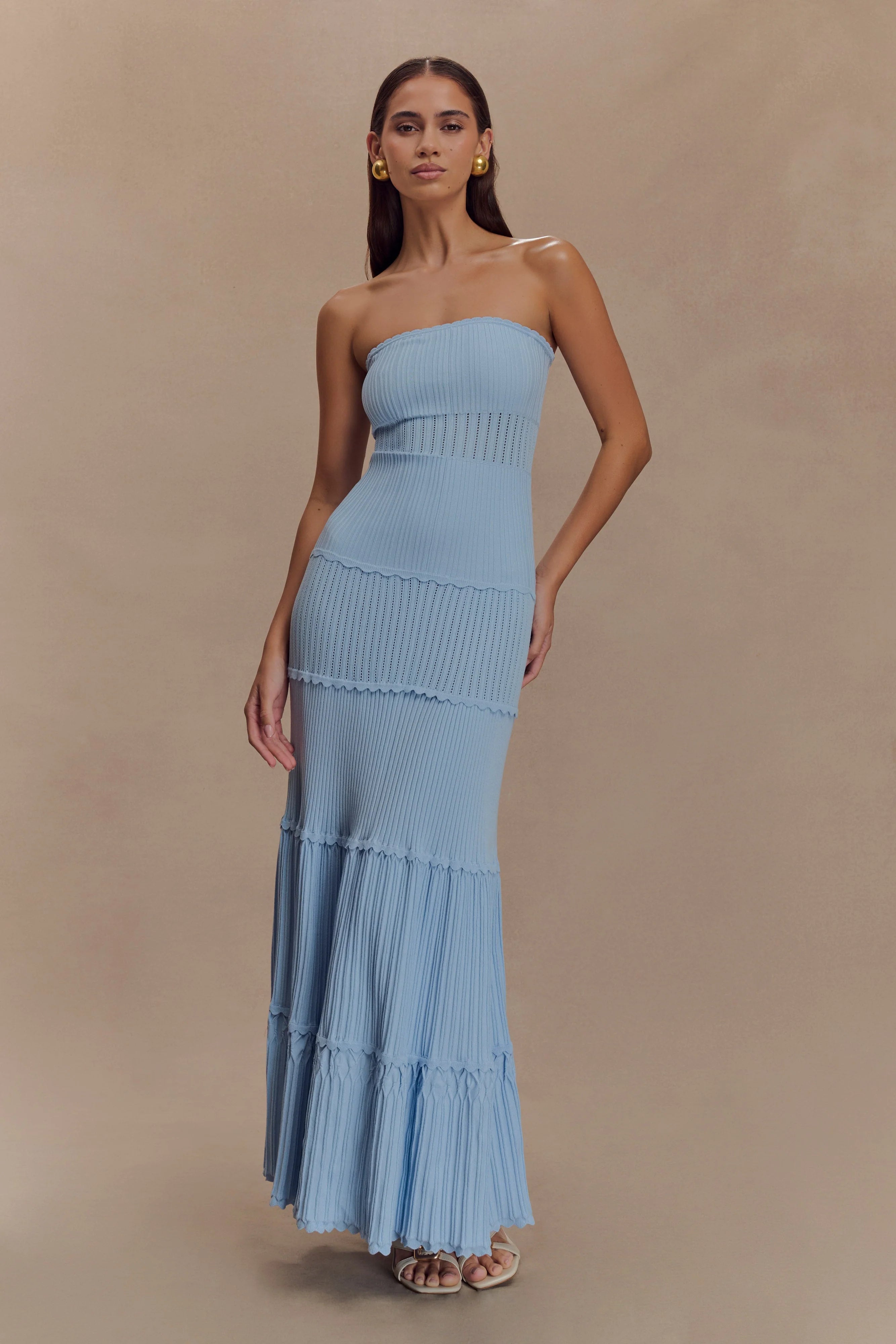 Finley Pointelle Knit Maxi Dress - Cornflower Blue