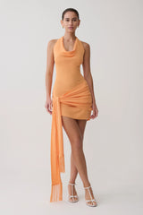 Lucien Cowl Neck Mini Dress - Apricot