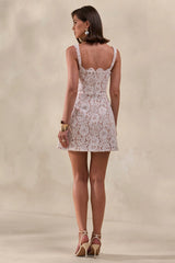 Orelisse | White Lace Square-Neck Mini Dress