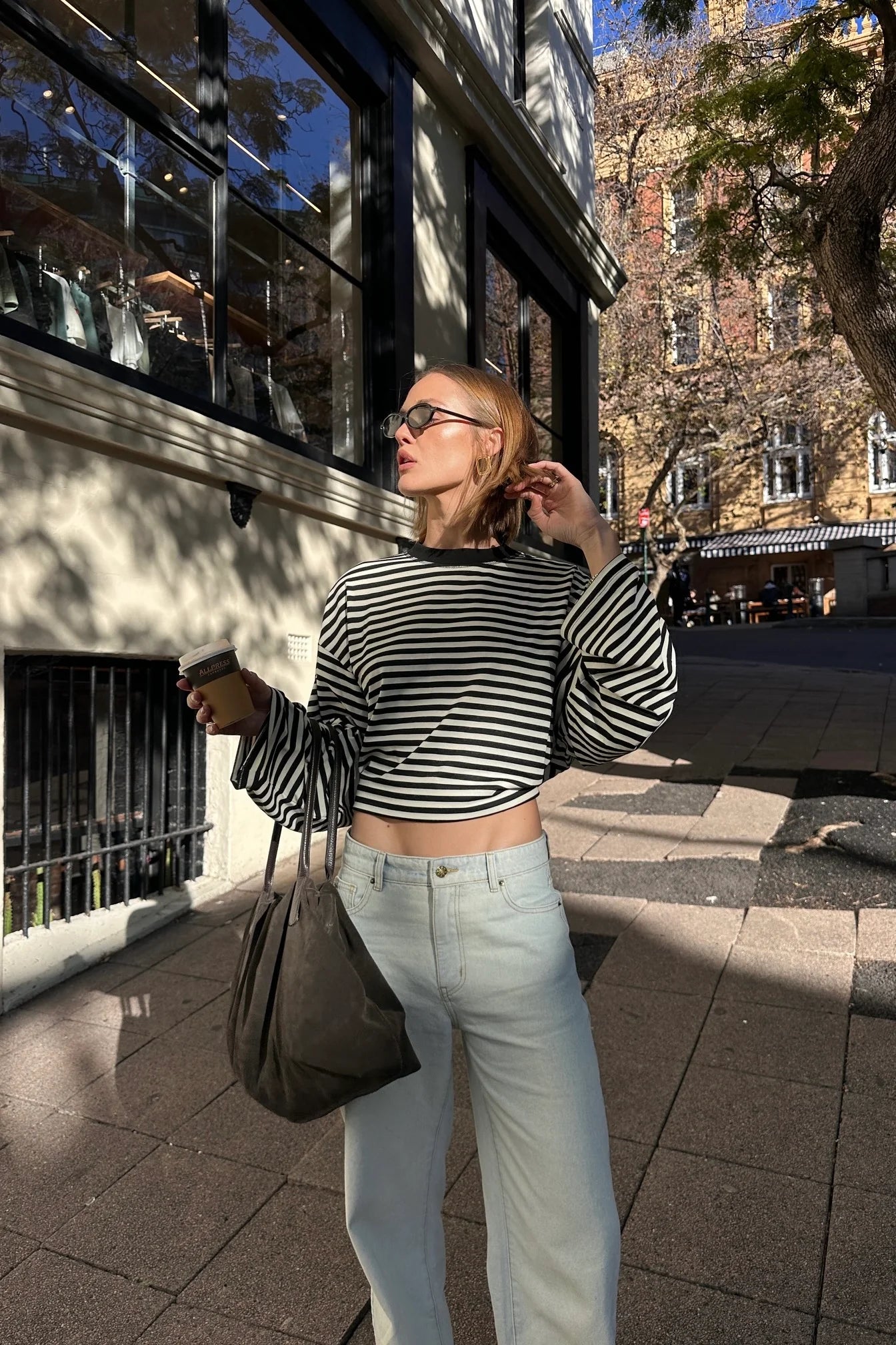 Bloom Long Sleeve Top Onyx Stripe