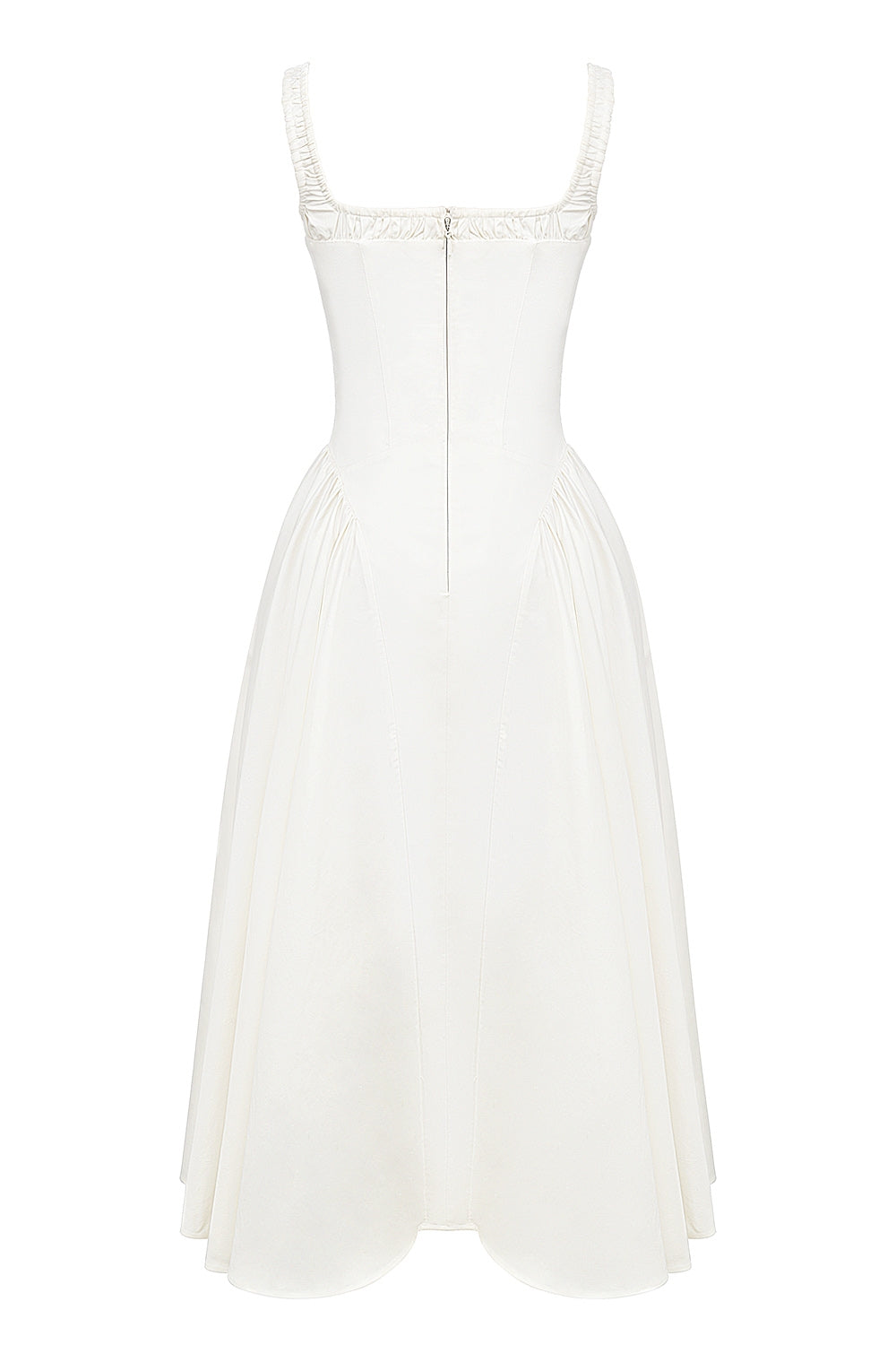 Dorothy-White Cotton Midi Sundress