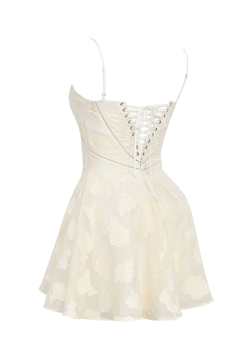 Serenita-Vintage Cream Floral Mini Dress