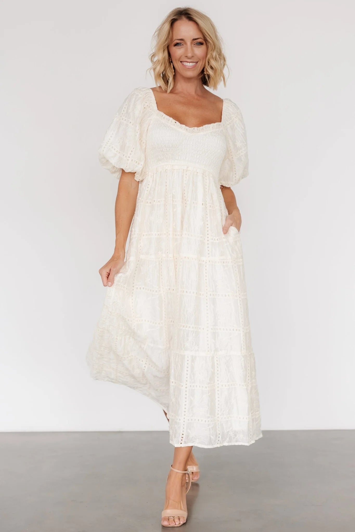 Colin Eyelet Dress | Cream