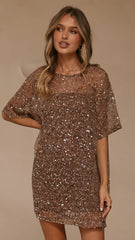 Zanthe Sequin Mini Dress - Mocha
