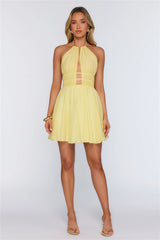 Designed With Love Halter Mini Dress Yellow