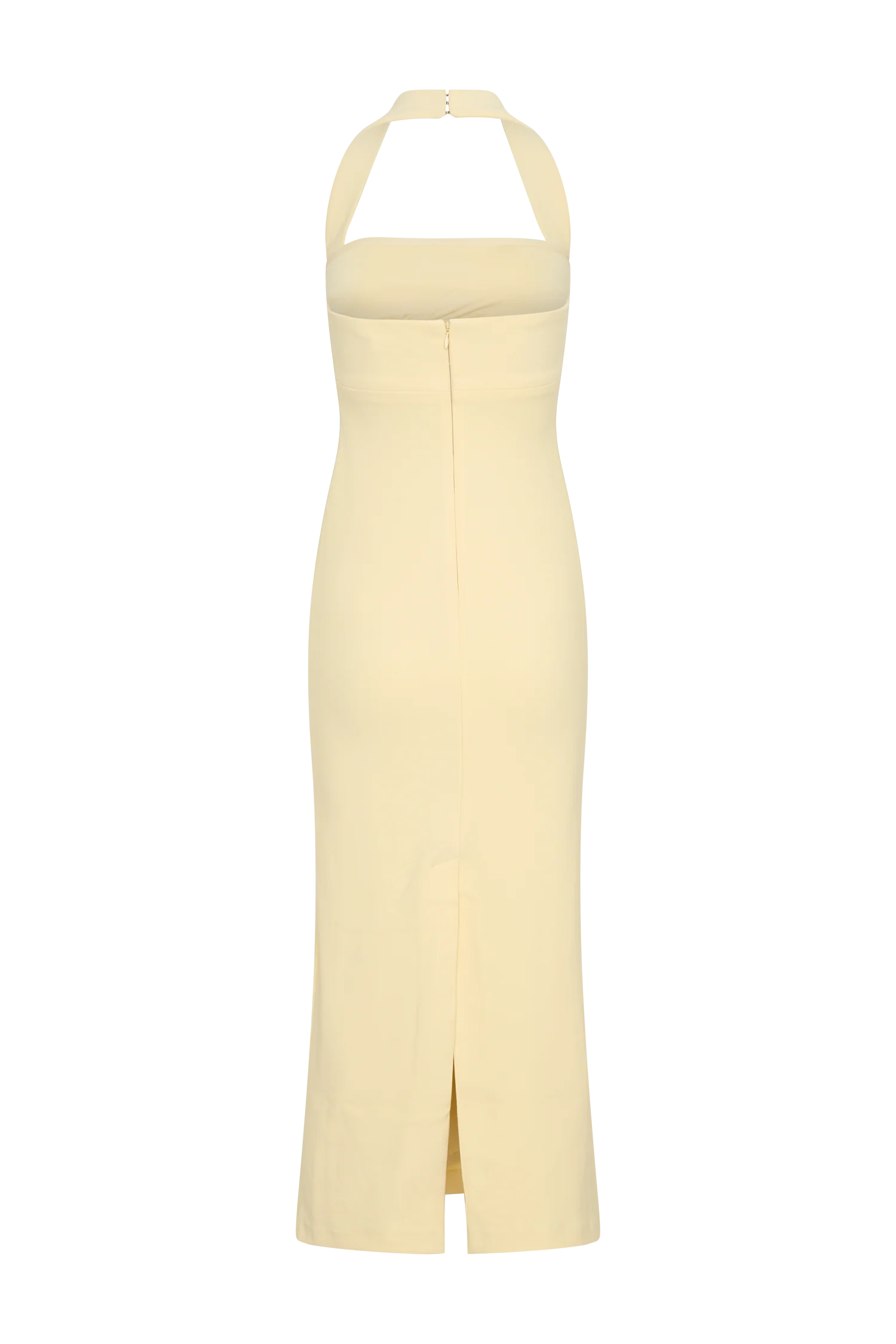Amelita Suiting Halter Midi Dress - Pale Lemon
