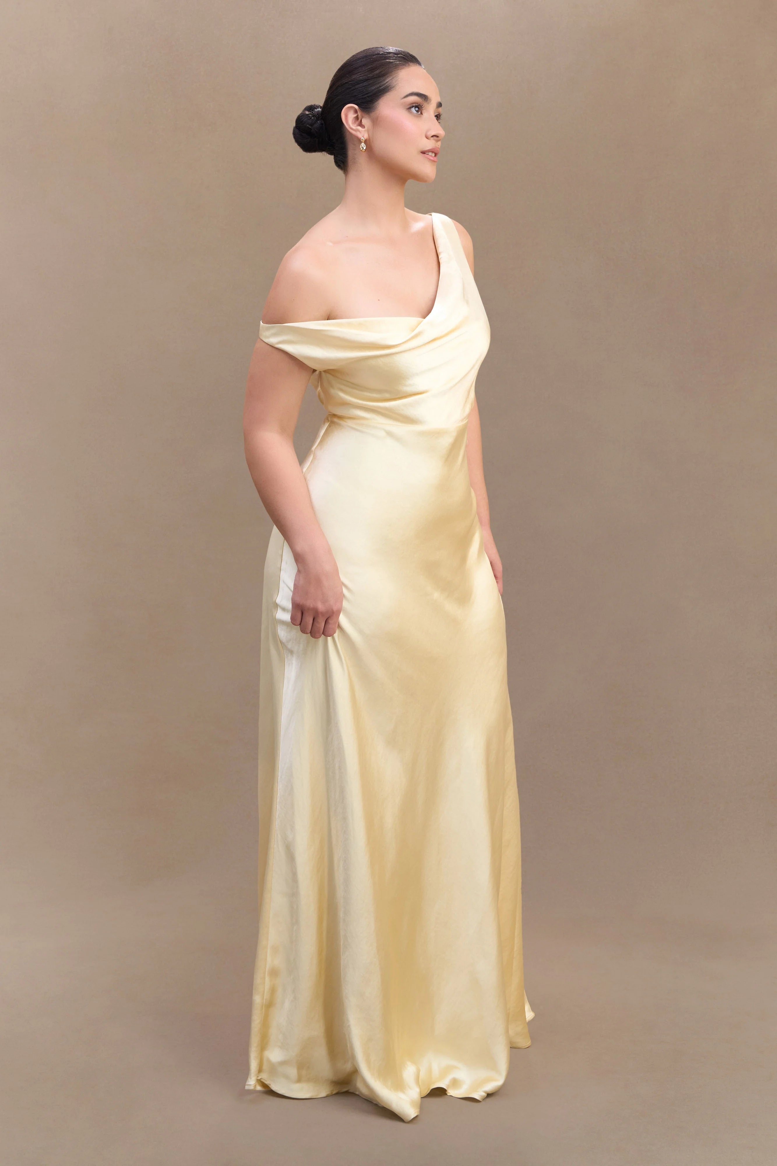 Jacinta One Shoulder Maxi Dress - Pastel Lemon