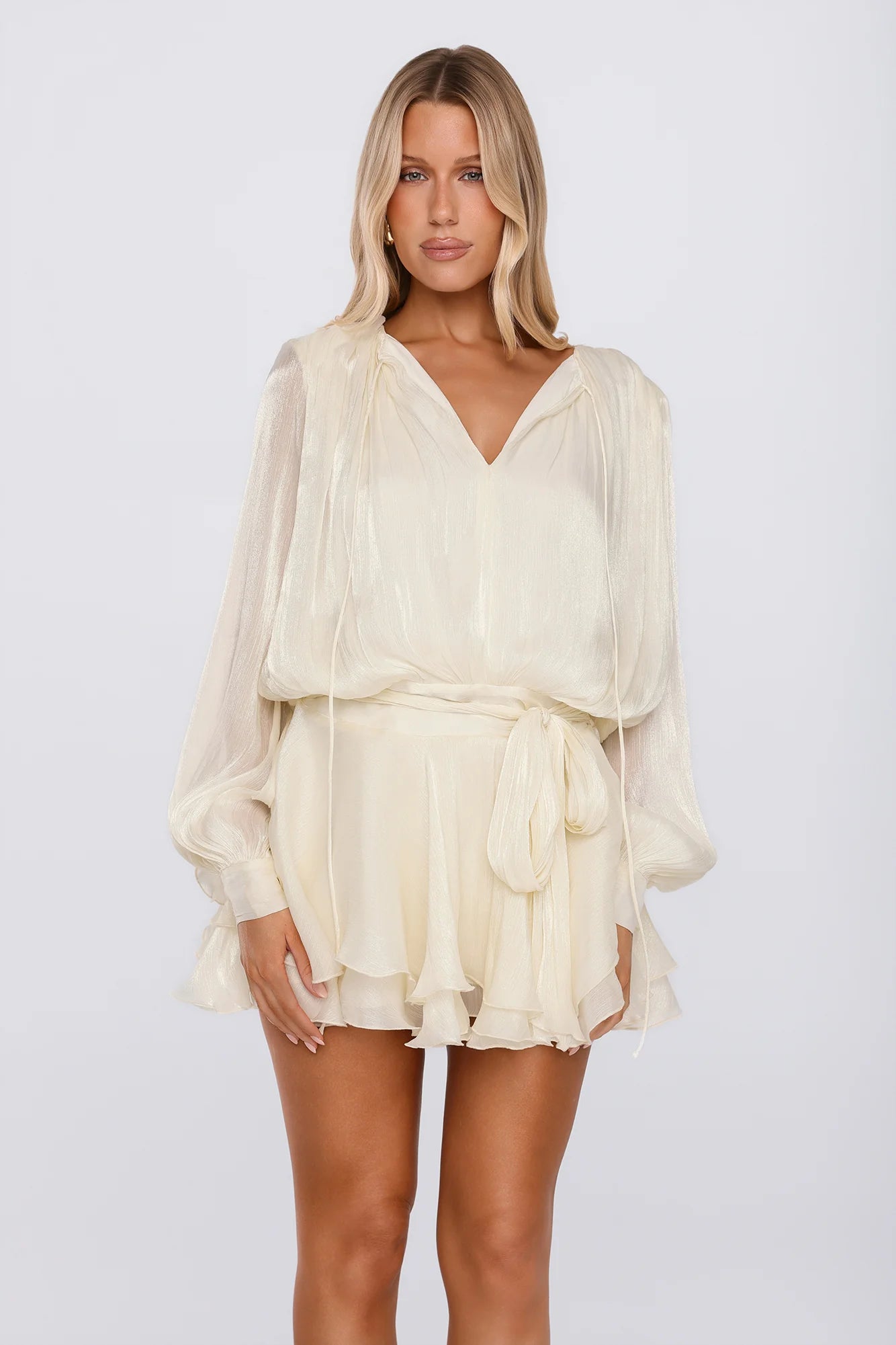 Styled Selections Long Sleeve Mini Dress Cream